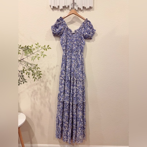 ASTR Viona Maxi Dress In Blue White Multi One Size NWT - Picture 7 of 8